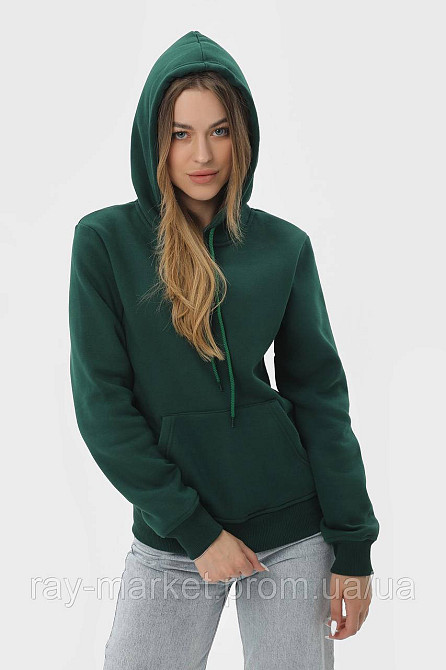 Худи женское базовое утепленное RAY BASIC темно-зеленое (U0401W-Bottle Green) S Киев - изображение 3