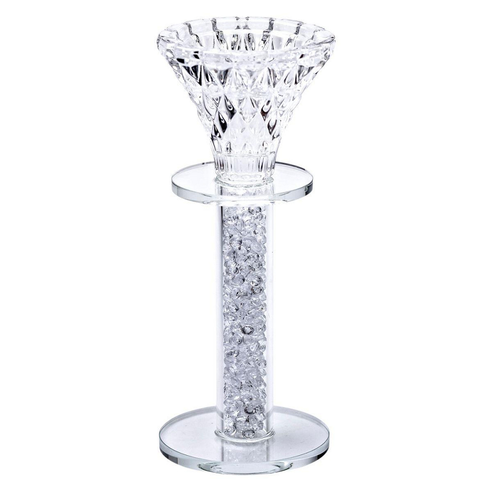 Подсвечник стеклянный на ножке 6×15 см декоративный прозрачный подсвечник на стол HP-4-61L Киев - изображение 2