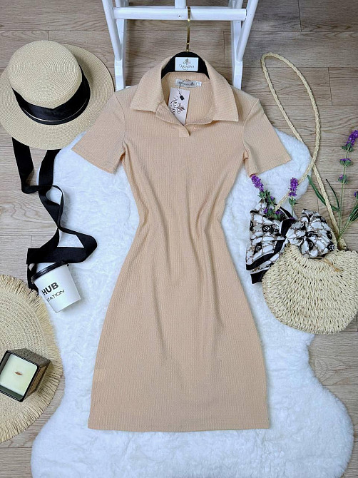 Стильне жіноче плаття-поло в спортивному стилі Бежевий, 42/44 Одеса - фото 1