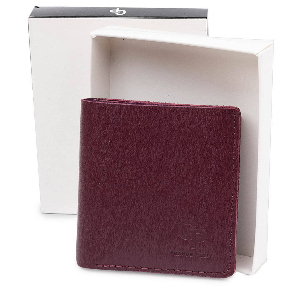 Кожаное женское портмоне GRANDE PELLE 11518 Бордовый Киев - изображение 5