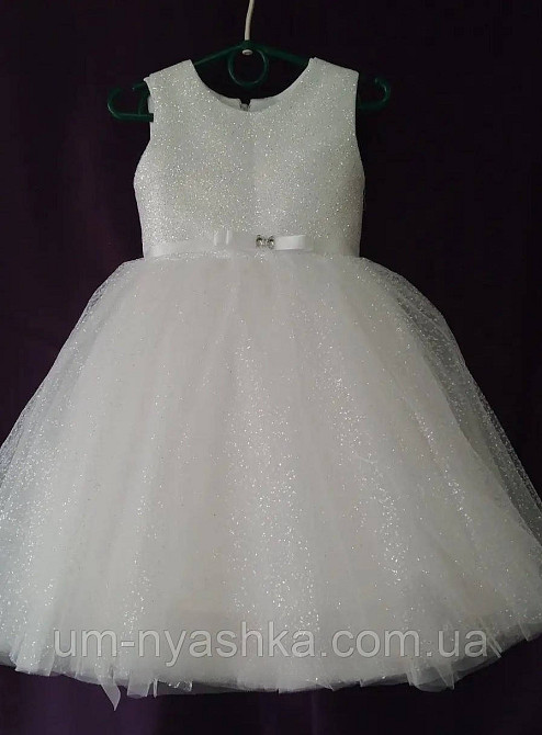 Святкова пишна біла сукня для дівчинки з глітером Кривий Ріг - фото 2