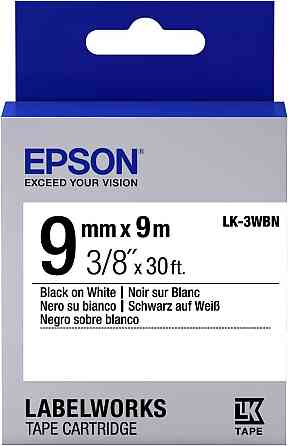 Картридж для этикеток Epson LK-3WBN черный на белом 9 мм x 9 м термотрансферный водостойкий Киев