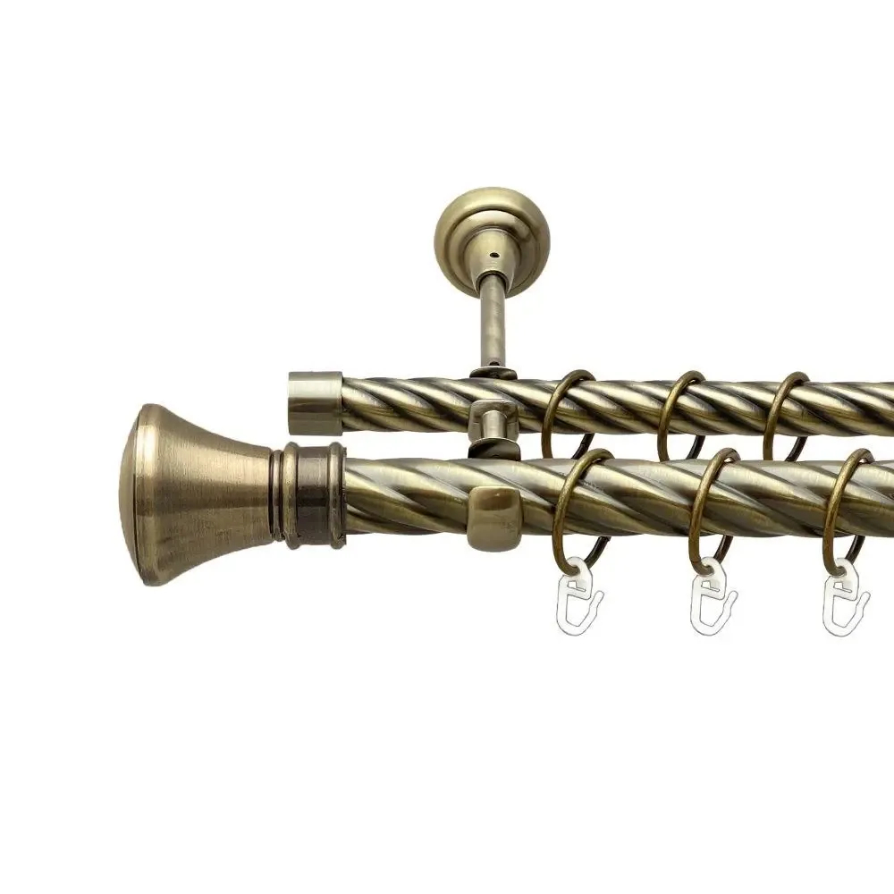 Карниз Orvit Люксор металевий дворядний відкритий скручена труба кільце металеве Антик 25\19 мм 160 см (00-00017889) Львів - фото 1