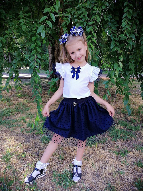 Комплект школьной формы блузка короткий рукав и красивая юбка 134 Кривой Рог - изображение 1