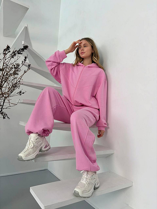 Жіночий стильний повсякденний весняний костюм 100% бавовна Рожевий Одеса - фото 3