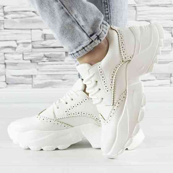 Жіночі Кросівки на Танкетці Білі Сліпони Мокасини на Платформі (розміри: 38) - 20 Дніпро