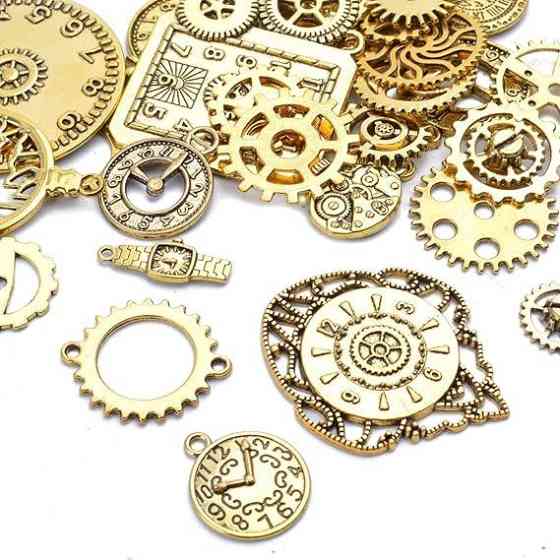 Набор золотых шармов-часы для рукоделия, 40 шт Киев