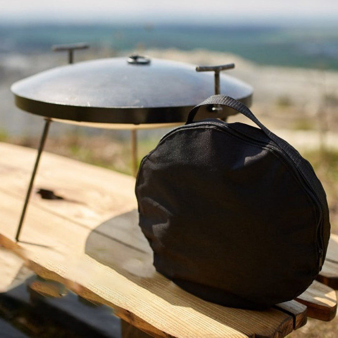 Сковорода з диска борони для багаття 40 см з кришкою та чохлом для пікніка, диск для смаження Київ - фото 1