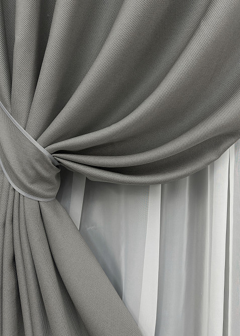 Комплект готовых штор на люверсах VR-Textil Рогожка TERRA LUXE № 1862ш Серый 150х270 см 2 шт (37-0311) Киев - изображение 5