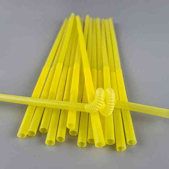 Трубочка-соломка для напитков с гофрой d6,0 -26см Желтая  Артистик (100 шт) Харьков