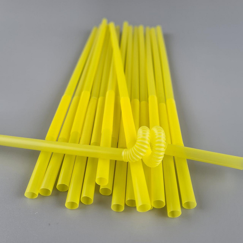 Трубочка-соломка для напитков с гофрой d6,0 -26см Желтая  Артистик (100 шт) Харьков - изображение 1