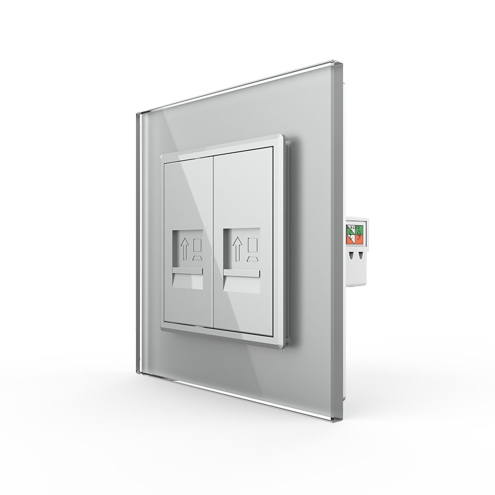 LIVOLO Розетка комп'ютерна подвійна RJ-45 Livolo сірий скло (VL-C792C-15) Коломия - фото 8