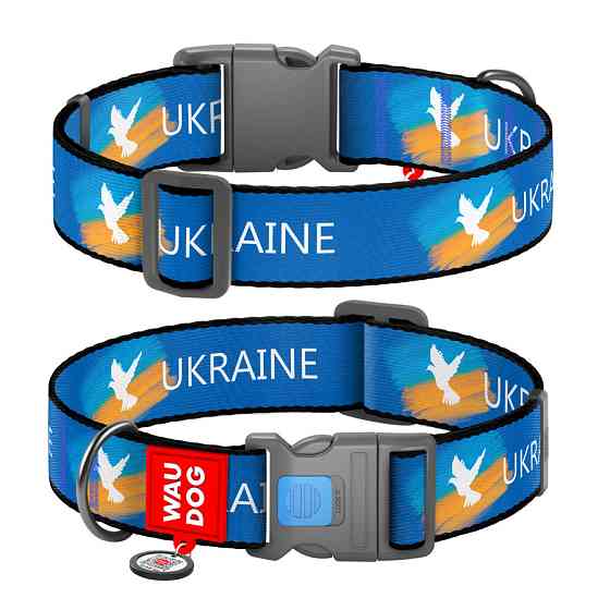 Нашийник для собак нейлоновий WAUDOG Nylon з QR-паспортом, малюнок "Фапор", пластиковий фастекс, XXL, Ш 35 мм, Вінниця