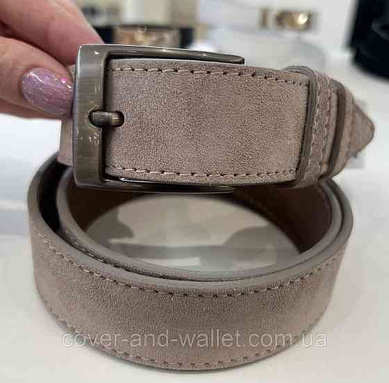 Модный бежевый мужской ремень из натуральной кожи 35мм мм PS Leather (черный) Киев