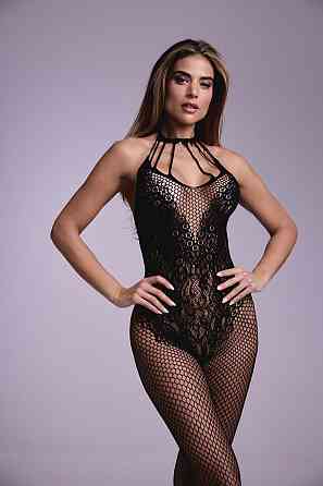 Бодістокінг - Christine Crotchless Bodystocking With Flowerlace Amara Black Sex Aura Київ