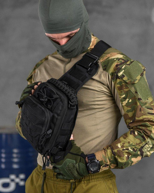 Тактическая сумка нагрудная paracord black МС8539 Одесса - изображение 10