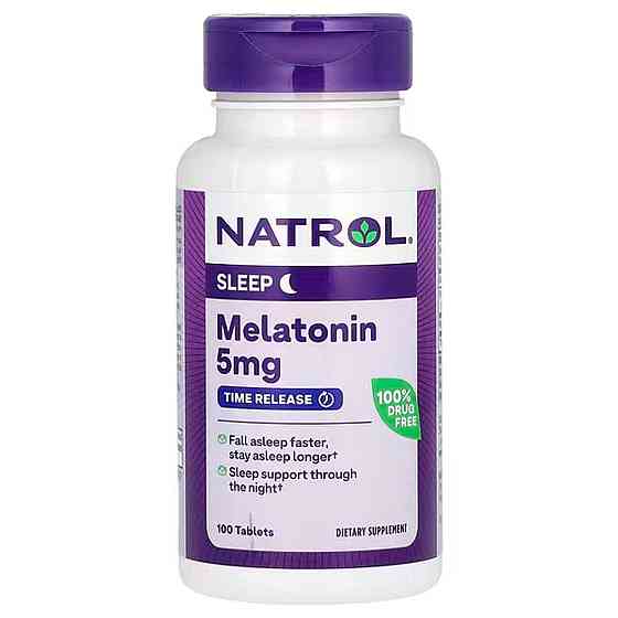 Мелатонин, Melatonin, Natrol, медленное высвобождение, повышенная сила действия, 5 мг, 100 таблеток Луцьк