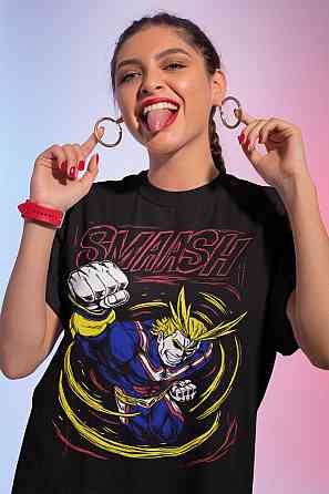 Футболка для хлопчика з аніме принтом Моя геройська академія оверсайз (зріст від 165 до 180) Чорний AnimeJ0348m Дніпро