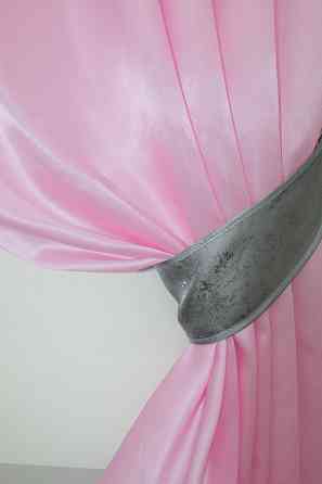 Кухонні штори VR-Textil № 073к з ламбрекеном і підхватами рожевий із графітовим 290х170 см (52-0208) Київ