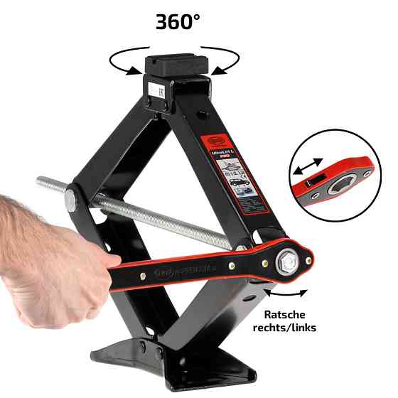 Преміум домкрат гвинтовий (ромб), з ручкою-трещіткою, 2т "BlackEdition", Heyner, 347210 Київ