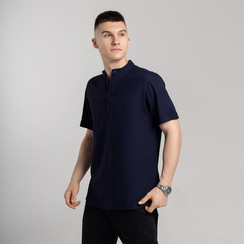 Чоловіча сорочка з коротким рукавом темно-синя Pobedov Molodist' Київ - фото 1