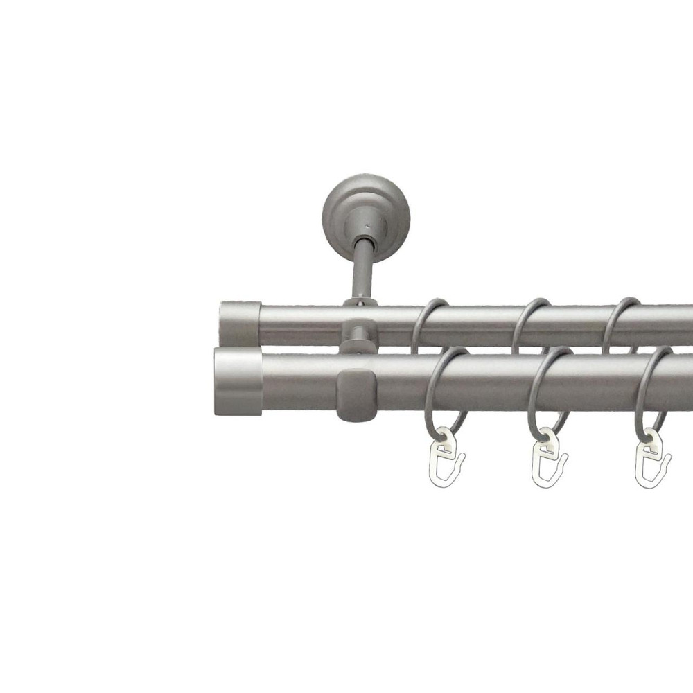 Карниз Orvit Заглушка металевий дворядний відкритий гладка труба кільце металеве Сатин 25\19 мм 240 см (00-00026095) Львів - фото 1