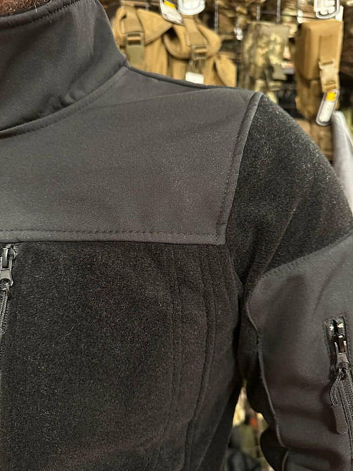 Чоловіча флісова кофта Safari Tactical на блискавці із Softshell вставками (Чорний) XL Вінниця - фото 7