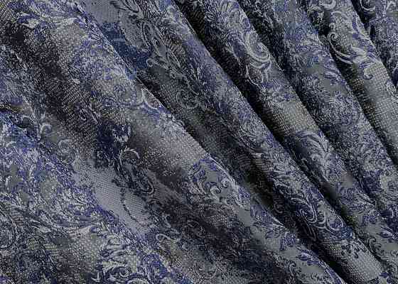 Комплект готових штор VR-Textil Льон Преміум № 1835ш Сірий з синім 200х295 см 2 шт (32-154) Київ