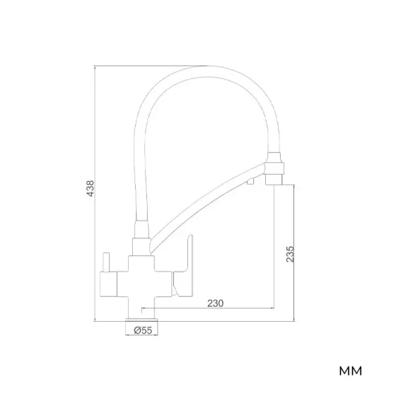 Змішувач для кухні з підключенням до фільтру GAPPO G4348 з гнучким виливом, білий/чорний Київ