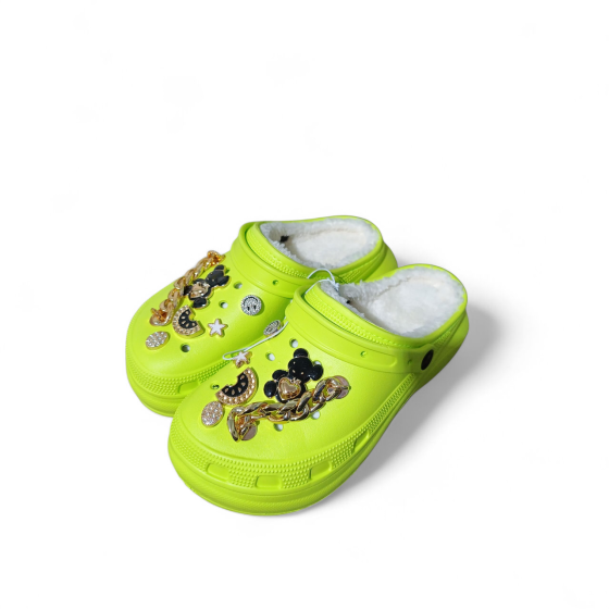Кроксы салатовый медицинские сабо с дырками на меху "Like Crocs" джибитсы Київ