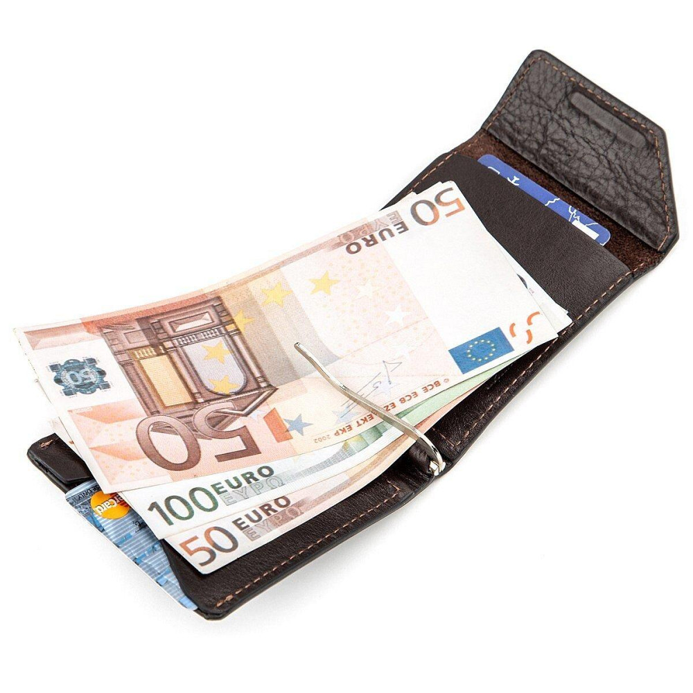 Зажим для денег GRANDE PELLE 11150 Темно-коричневый Киев - изображение 4