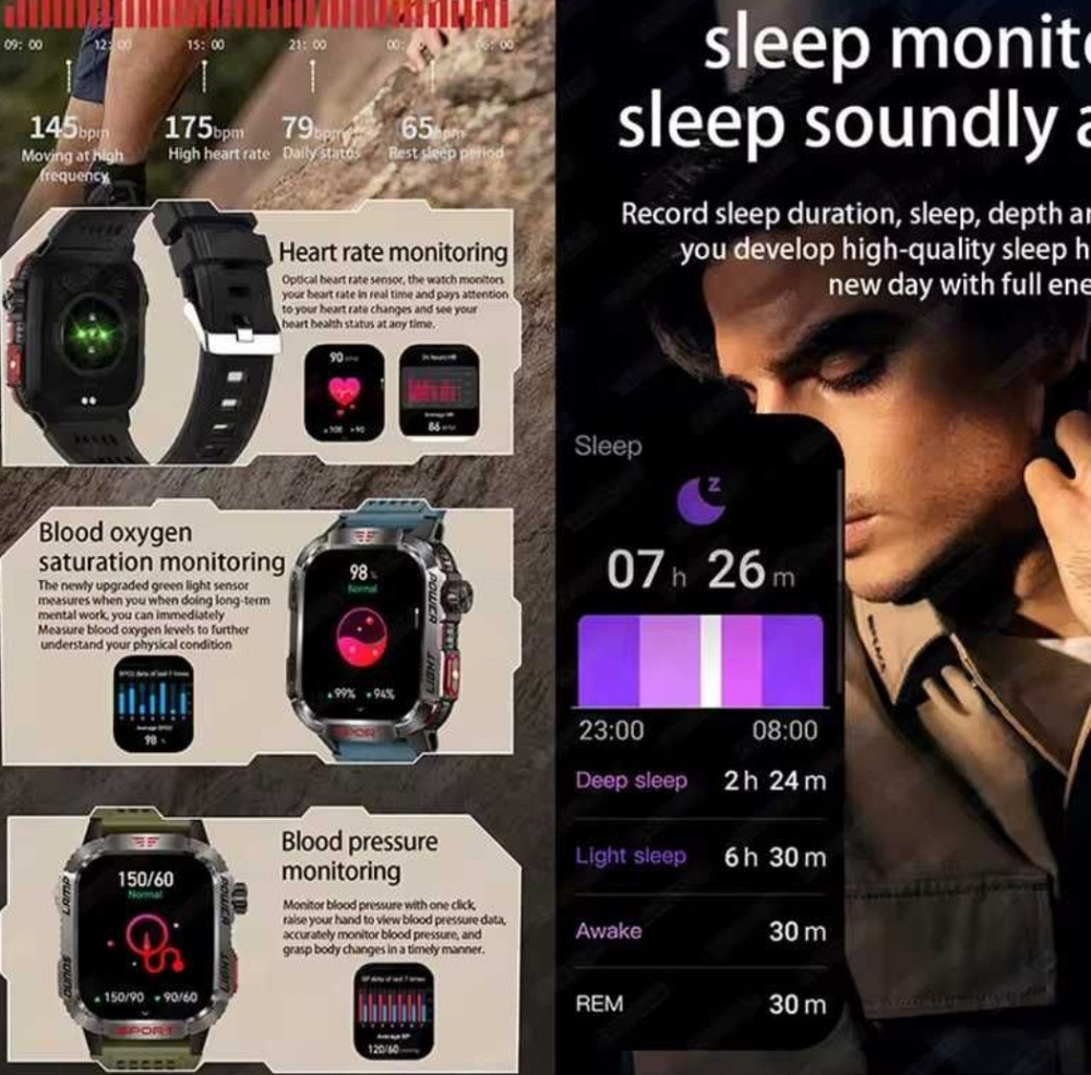 Смартгодинник: LIGE HT29. NFC. Compass. Barometr. LED-ліхтарик. Київ - фото 3