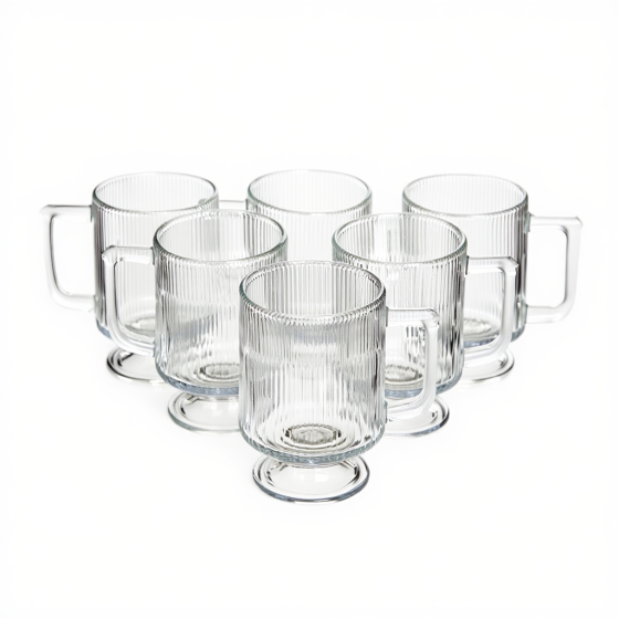 Yiwu Набір скляних чашок 300 мл (6 шт) з рифленого скла HP-19-L7 Коломия