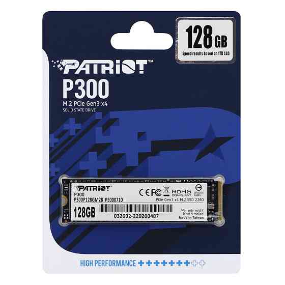 Накопичувач SSD M.2 Patriot P300 128GB NVMe 2280 PCIe 3.0 3D TLC Київ