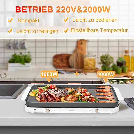 Електрична плита AEWHALE HP-2000 Чорний 2000W (1000+1000W) керамічна гриль панель знімна двозонна портативна Київ