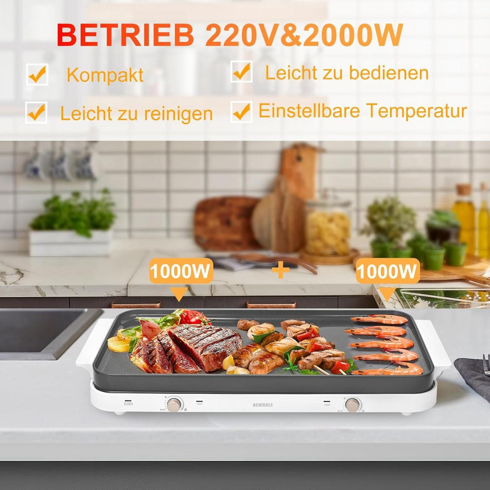 Електрична плита AEWHALE HP-2000 Чорний 2000W (1000+1000W) керамічна гриль панель знімна двозонна портативна Київ - фото 5