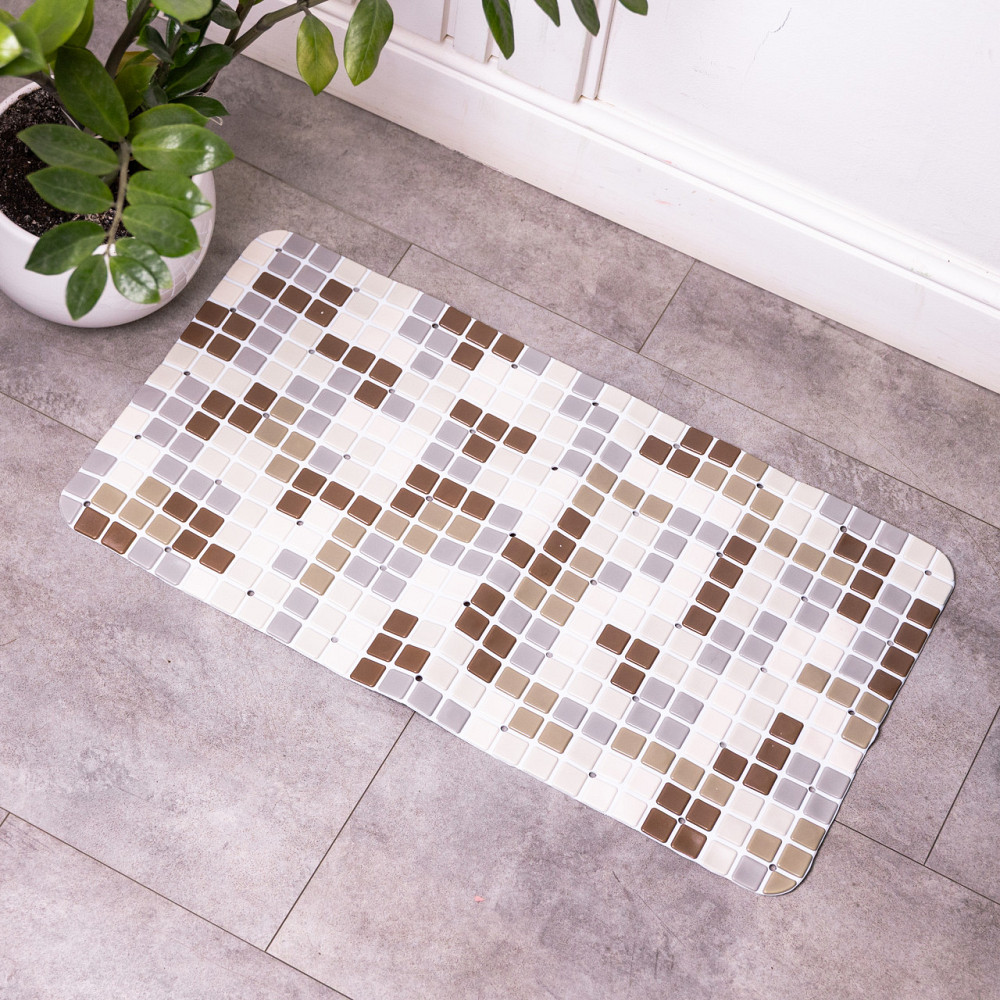 Антиковзний килимок на присосках для ванни та душу 65×35 (см) силіконовий Коричневий HP-42-47BR Коломия - фото 4