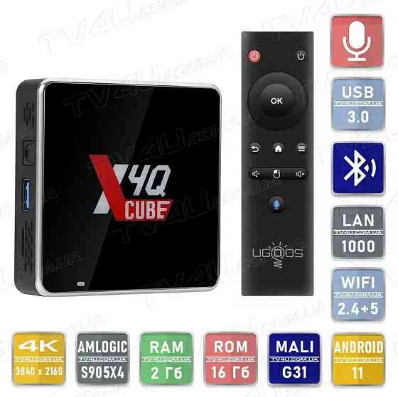 Смарт ТВ приставка Ugoos X4Q Cube 2/16 Гб Smart TV Box Android 11 Андроїд ТВ бокс Київ