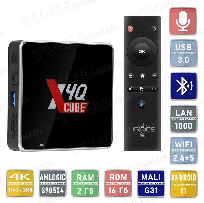 Смарт ТВ приставка Ugoos X4Q Cube 2/16 Гб Smart TV Box Android 11 Андроїд ТВ бокс Київ - фото 1