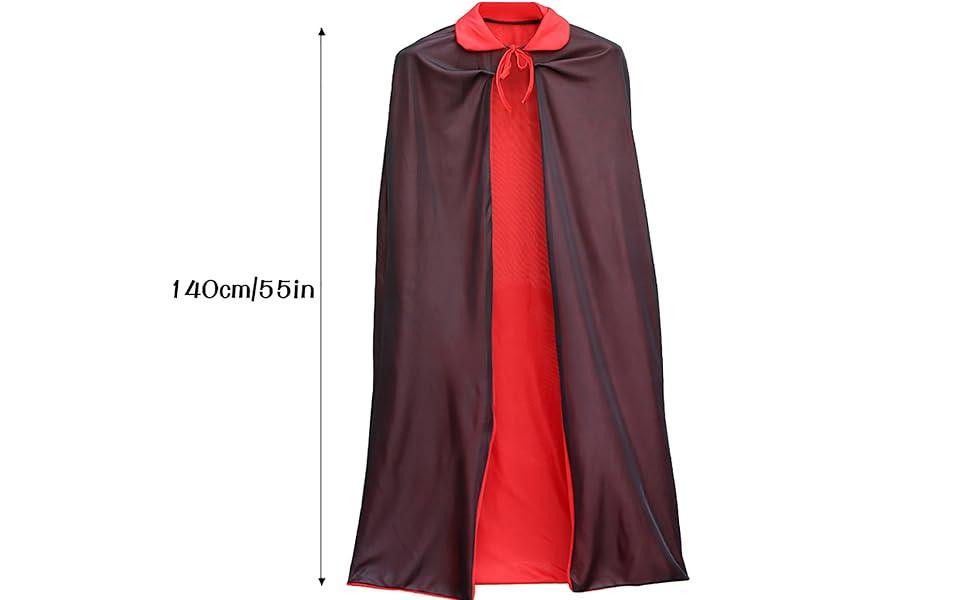 Плащ накидка вампіра 140 см, мантія Дракули двухстороння червона чорна з коміром для образу для Хелловіну карнавалу вечірок Київ - фото 4
