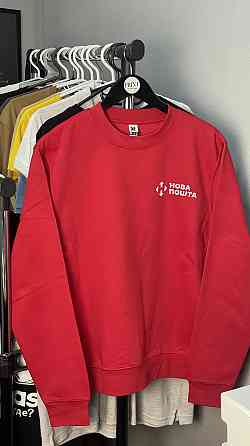 Світшот теплий із логотипом «Нова пошту» для працівників L, Червоний Чернівці