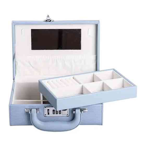 Скринька для прикрас з еко шкіри 2 яруси з кодовим замком органайзер для ювелірних виробів HP-5-24BL Коломия