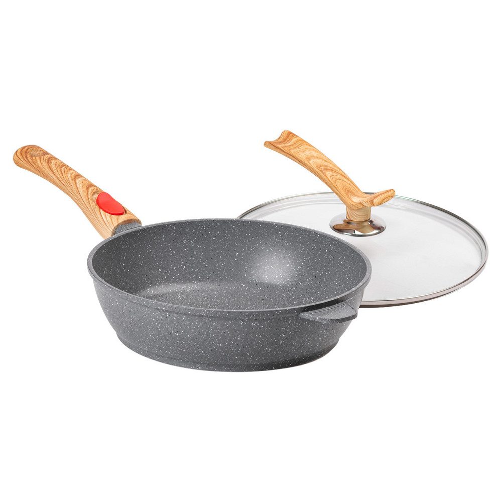 Глибока алюмінієва сковорода з кришкою Ø 28 см, сірий колір Київ - фото 4