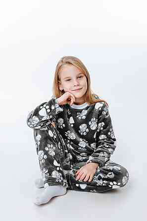 Пижама детская, тёплая, тёмно-серая, топ Крохатушка одяг Киев