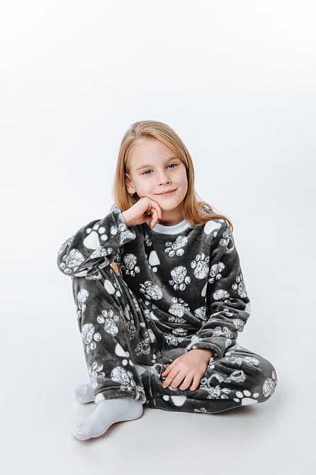 Пижама детская, тёплая, тёмно-серая, топ Крохатушка одяг Киев - изображение 1