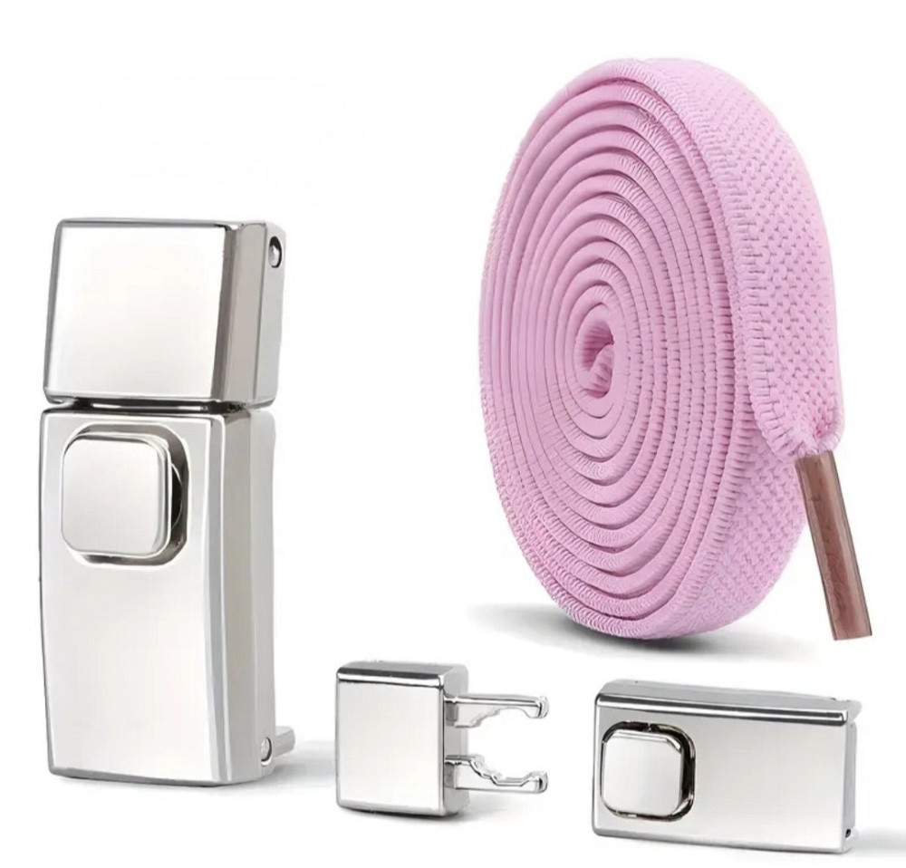 Еластичні шнурки без зав'язок з металевими застібками Рожевий Смела - изображение 1