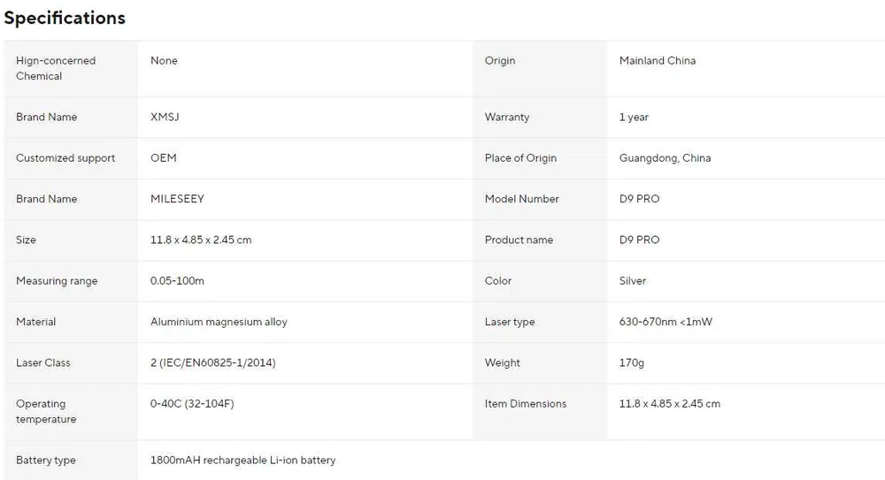 Цифровий лазерний далекомір рулетка Mileseey D9 Pro 100м Вінниця - фото 10