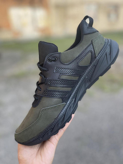 Кросівки осінь-весна натуральна шкіра чоловічі колір хакі 386-ч/з Харьков - изображение 2