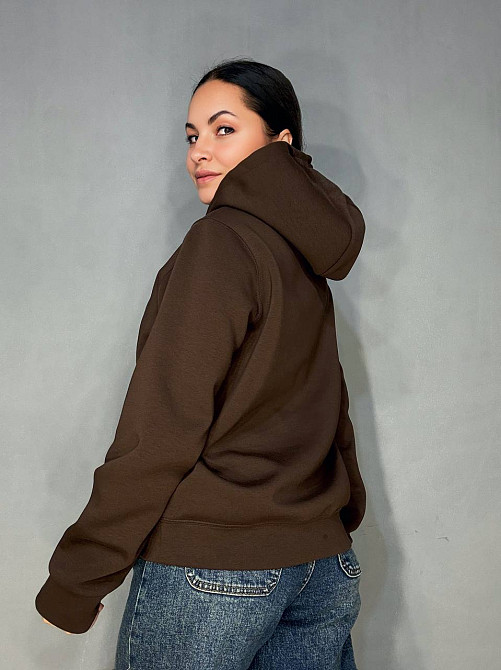 Худи женское A-N 30077 с капюшоном и ажурной вышивкой коричневое, коричневый, M Киев - изображение 3