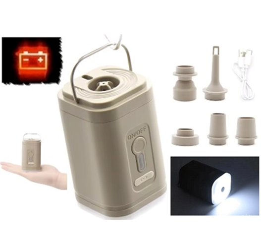 Туристический аккумуляторный насос Pacoone KH-01 + фонарик + 5 насадок + Type-C Винница - изображение 8